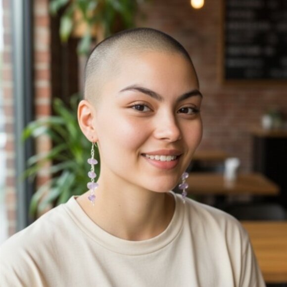 Rain Chain Amethyst Earrings, Pierced Dangle Earrings - Picture 5 of 6